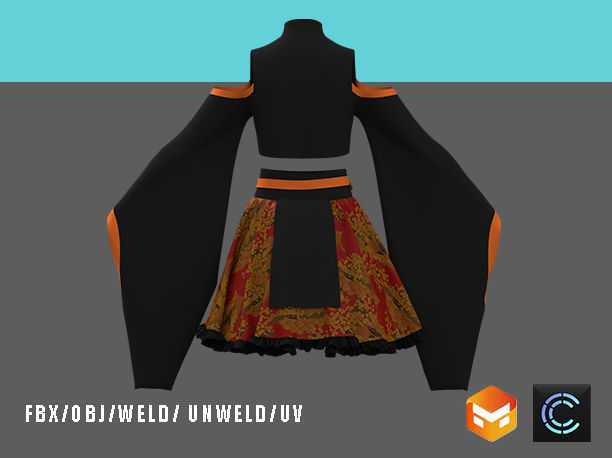 female kimono 3D model_9