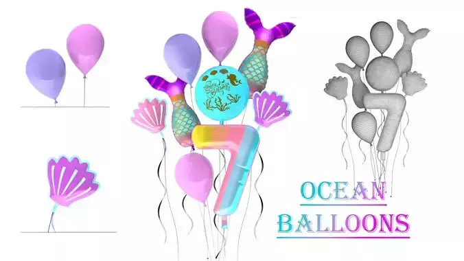 ocean-theme-balloons-set01 3D model