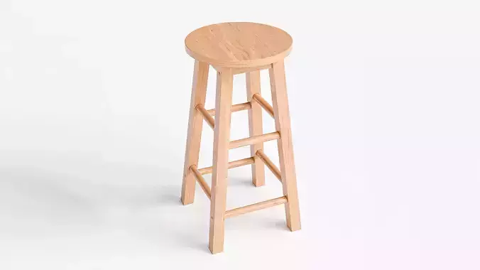 Linon Binya Natural 24 Counter Stool with Round Seat  Low-poly 3D model