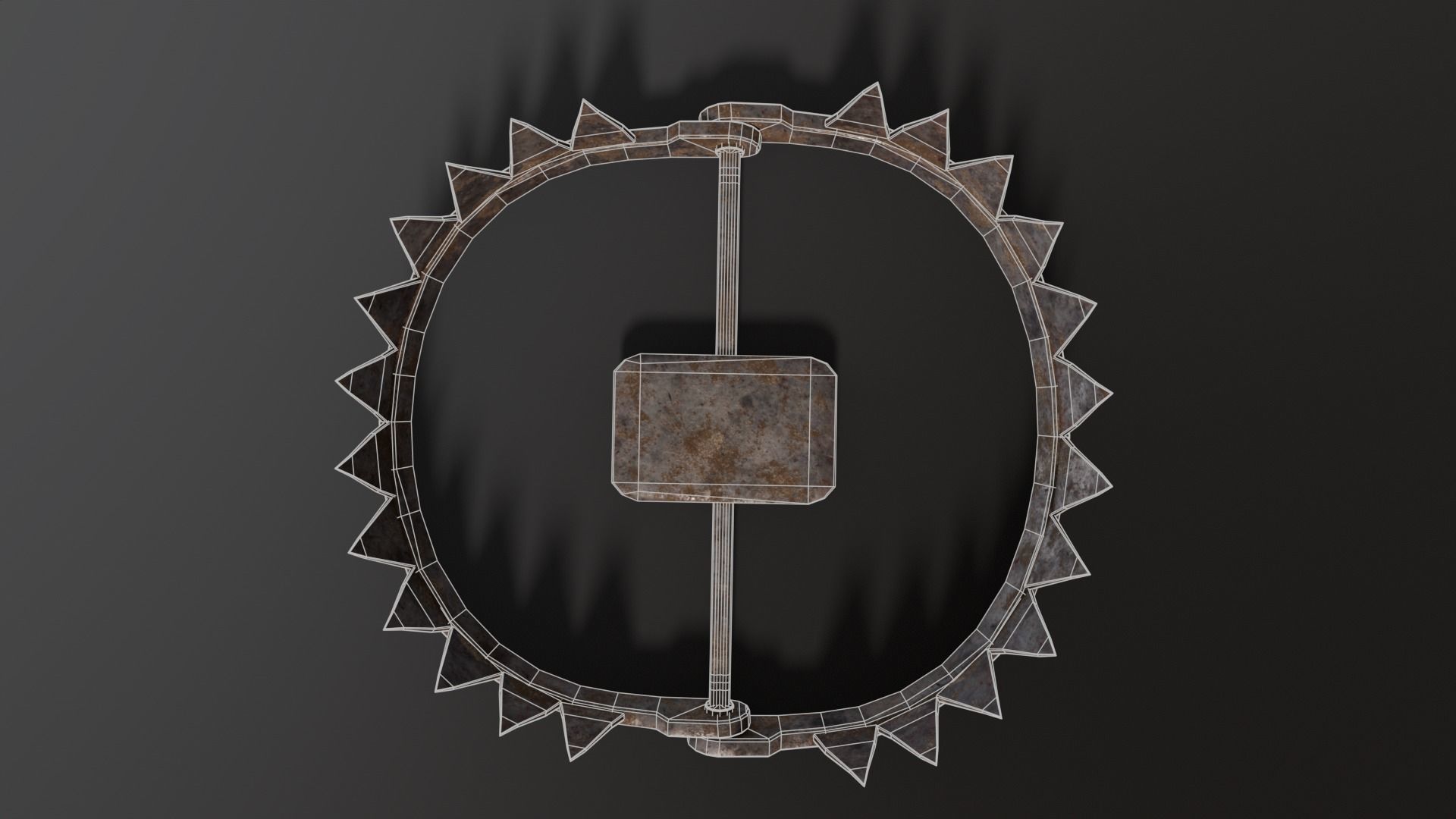 Open Bear Trap Low-poly 3D model_17