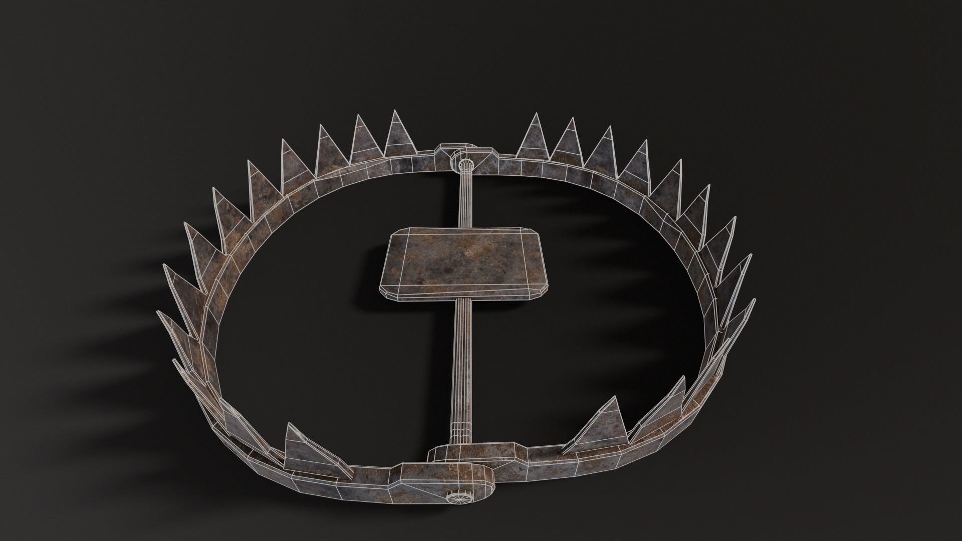 Open Bear Trap Low-poly 3D model_5