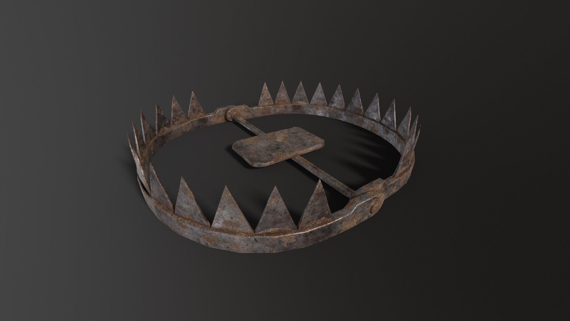 Open Bear Trap Low-poly 3D model_2