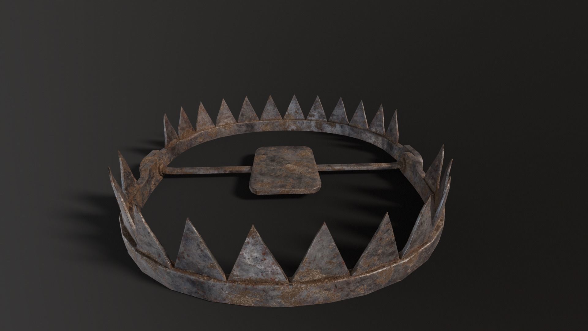 Open Bear Trap Low-poly 3D model_10