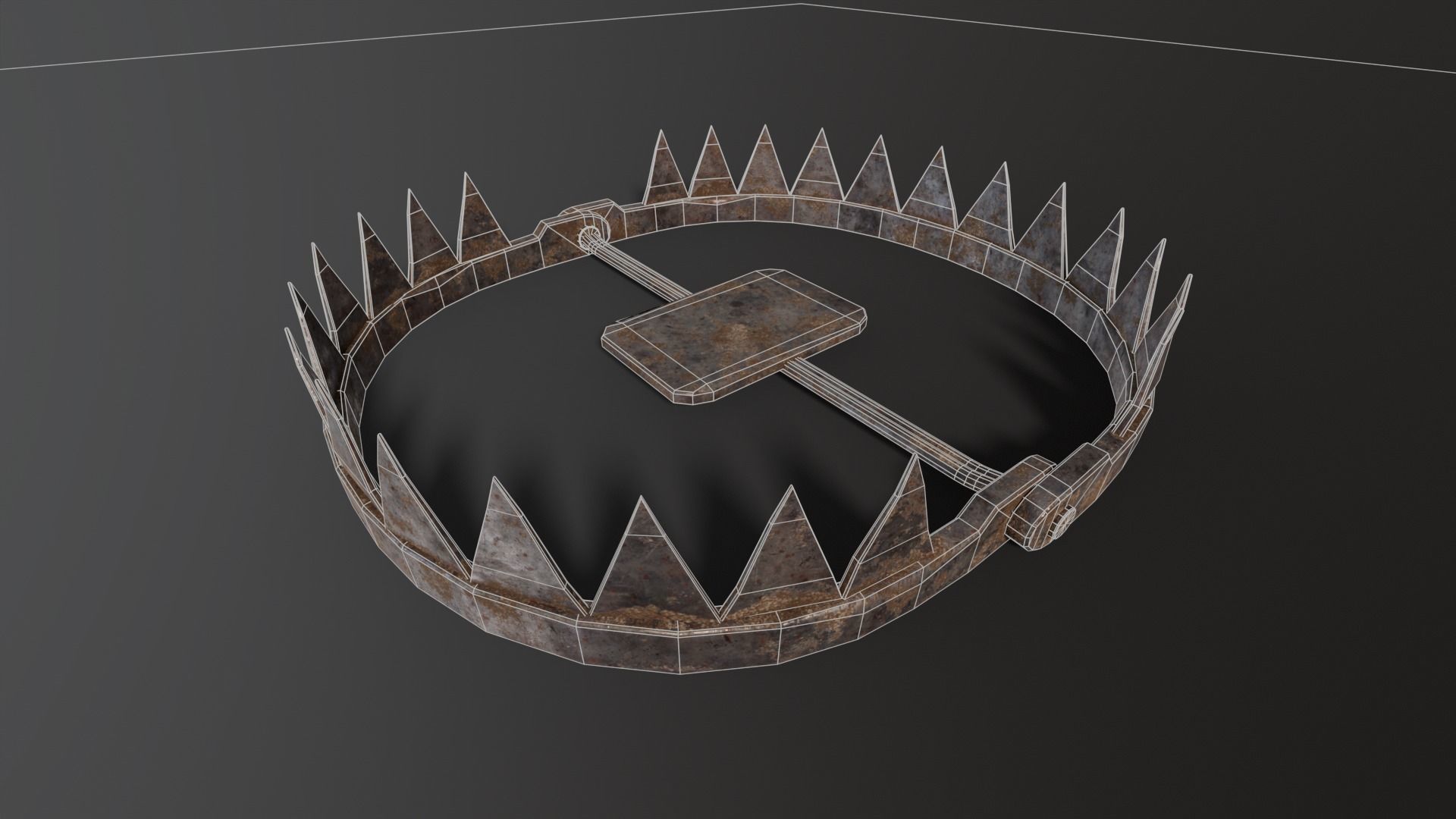 Open Bear Trap Low-poly 3D model_13