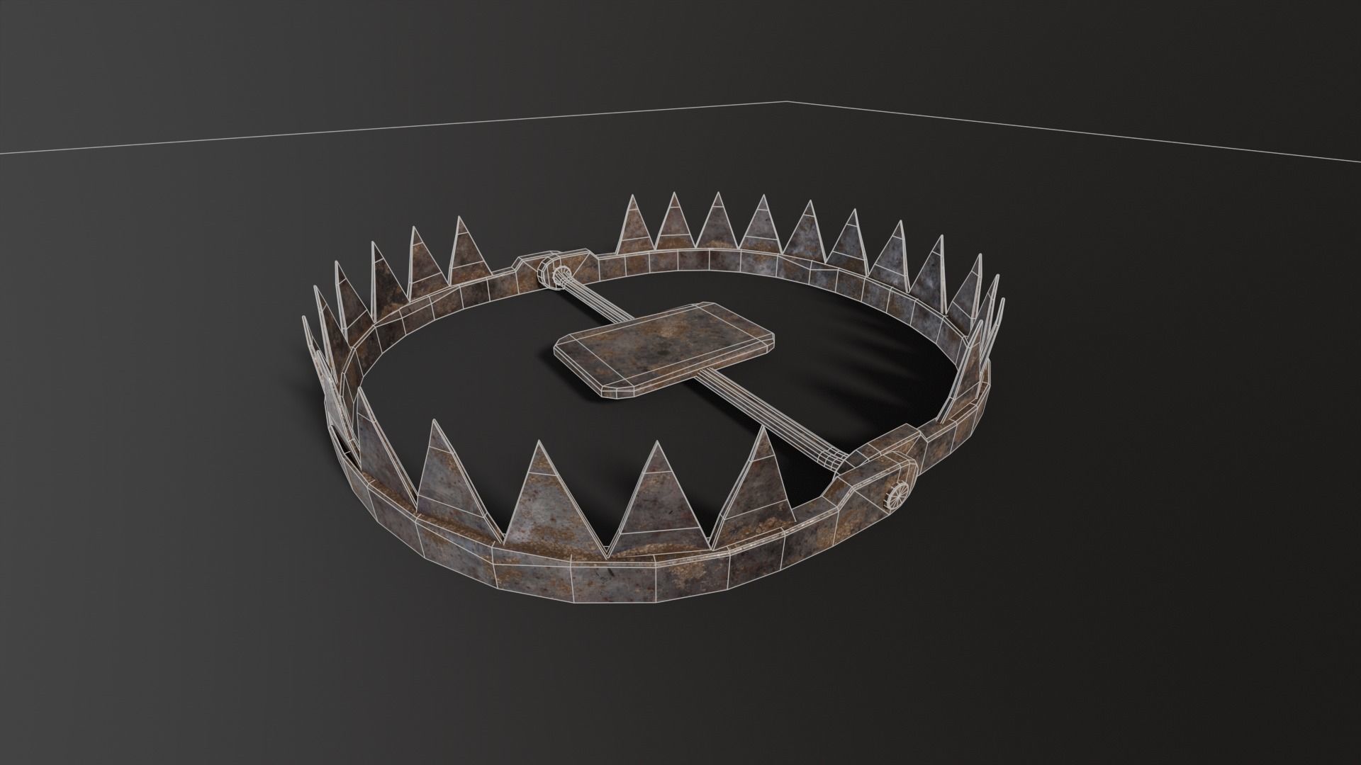Open Bear Trap Low-poly 3D model_3