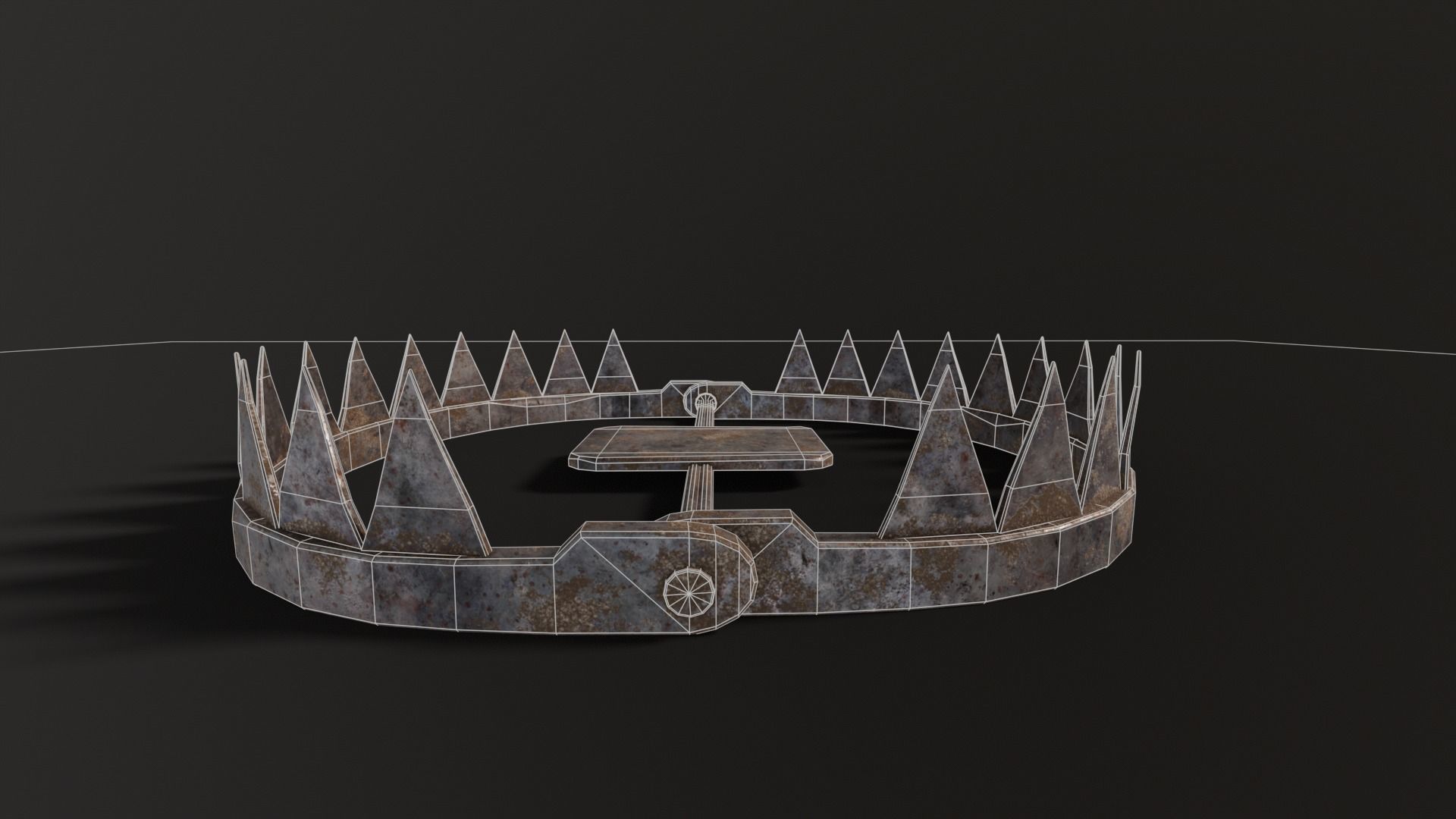 Open Bear Trap Low-poly 3D model_7
