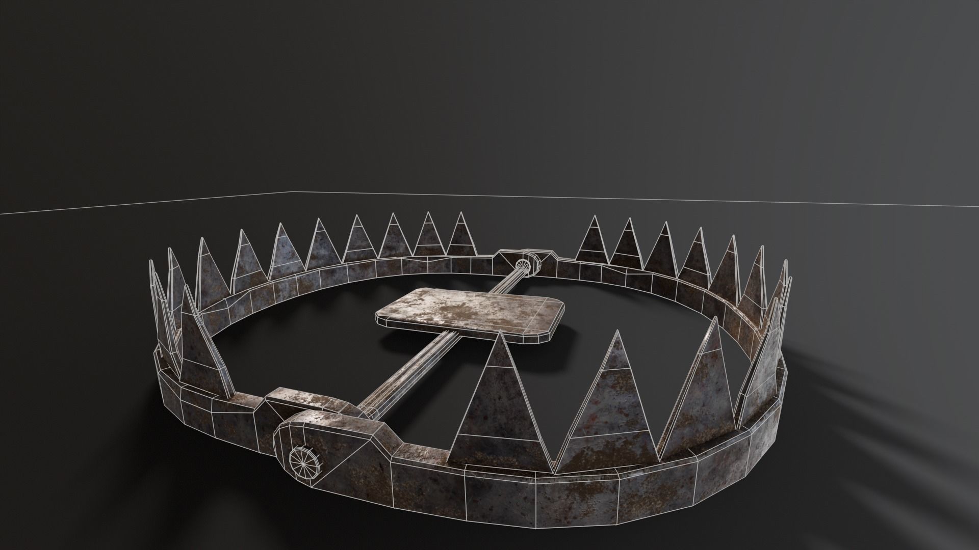 Open Bear Trap Low-poly 3D model_19