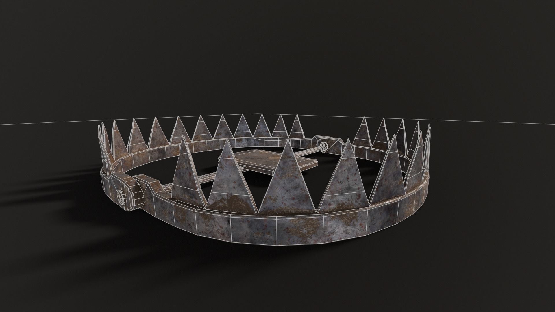 Open Bear Trap Low-poly 3D model_9