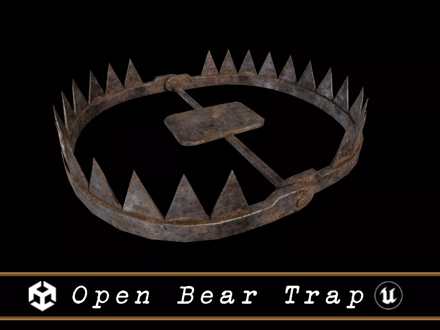 Open Bear Trap Low-poly 3D model_0