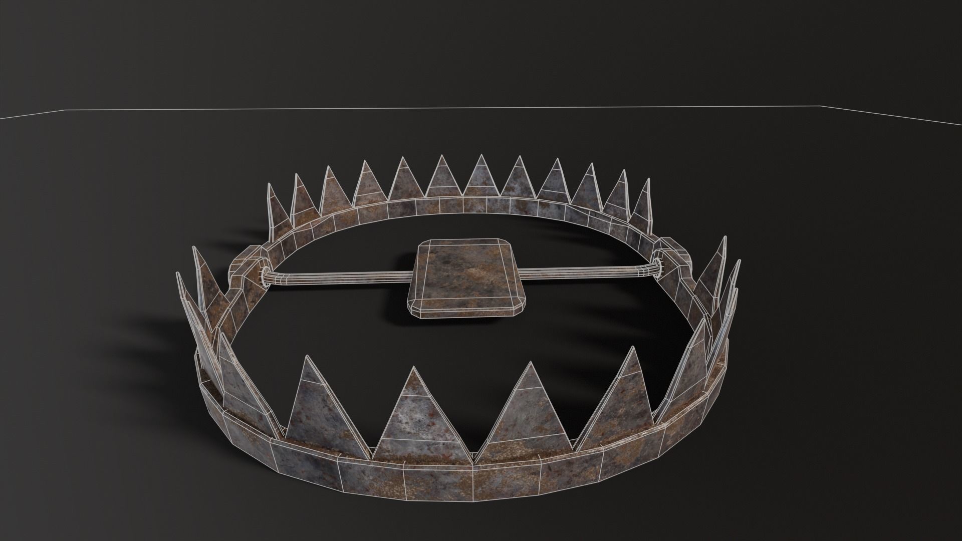 Open Bear Trap Low-poly 3D model_11
