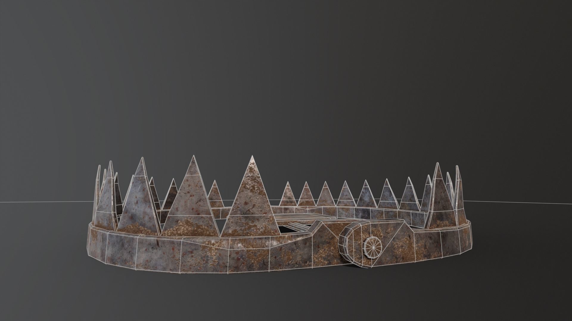 Open Bear Trap Low-poly 3D model_15