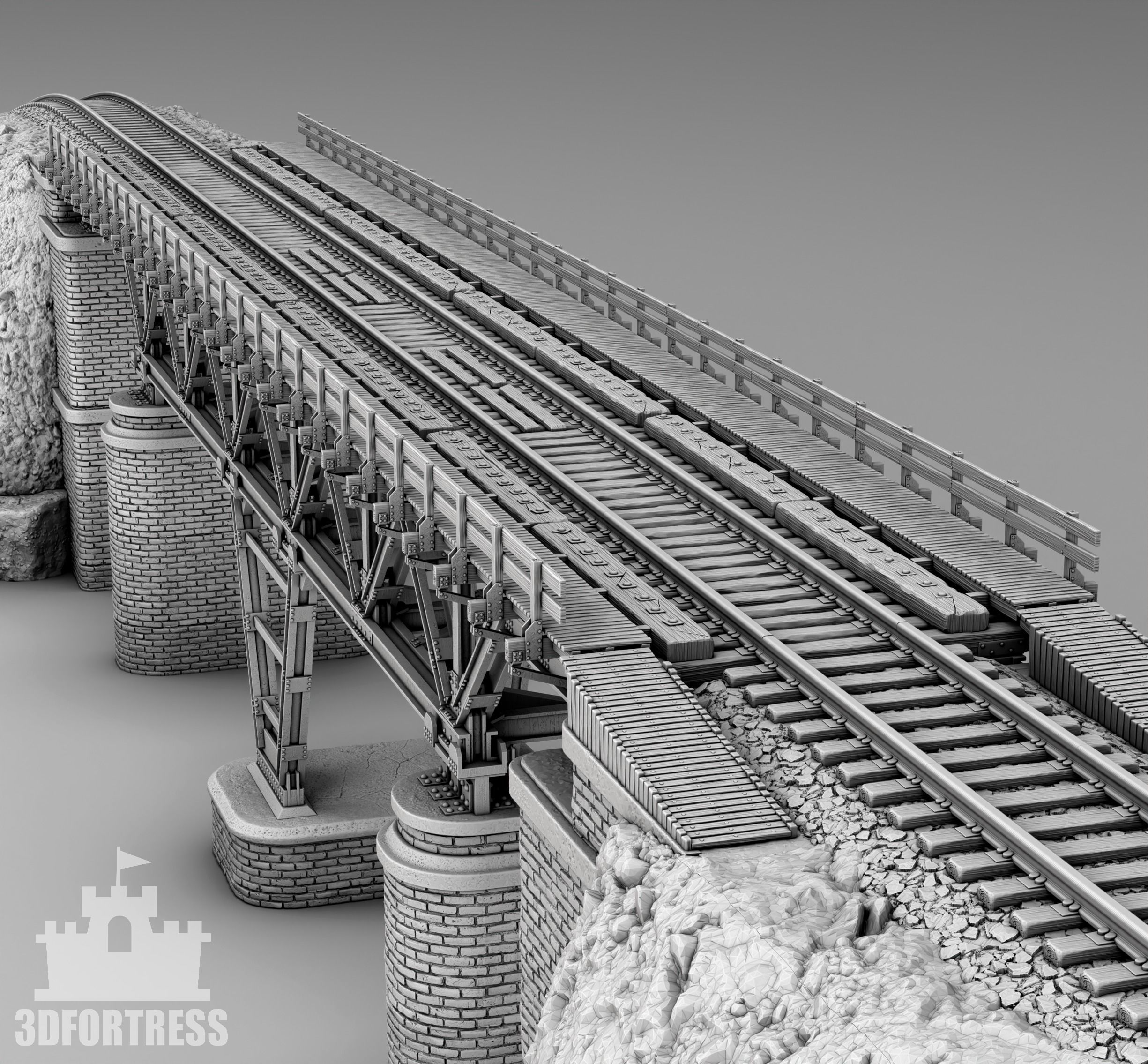 Railway bridge 3D print model_4