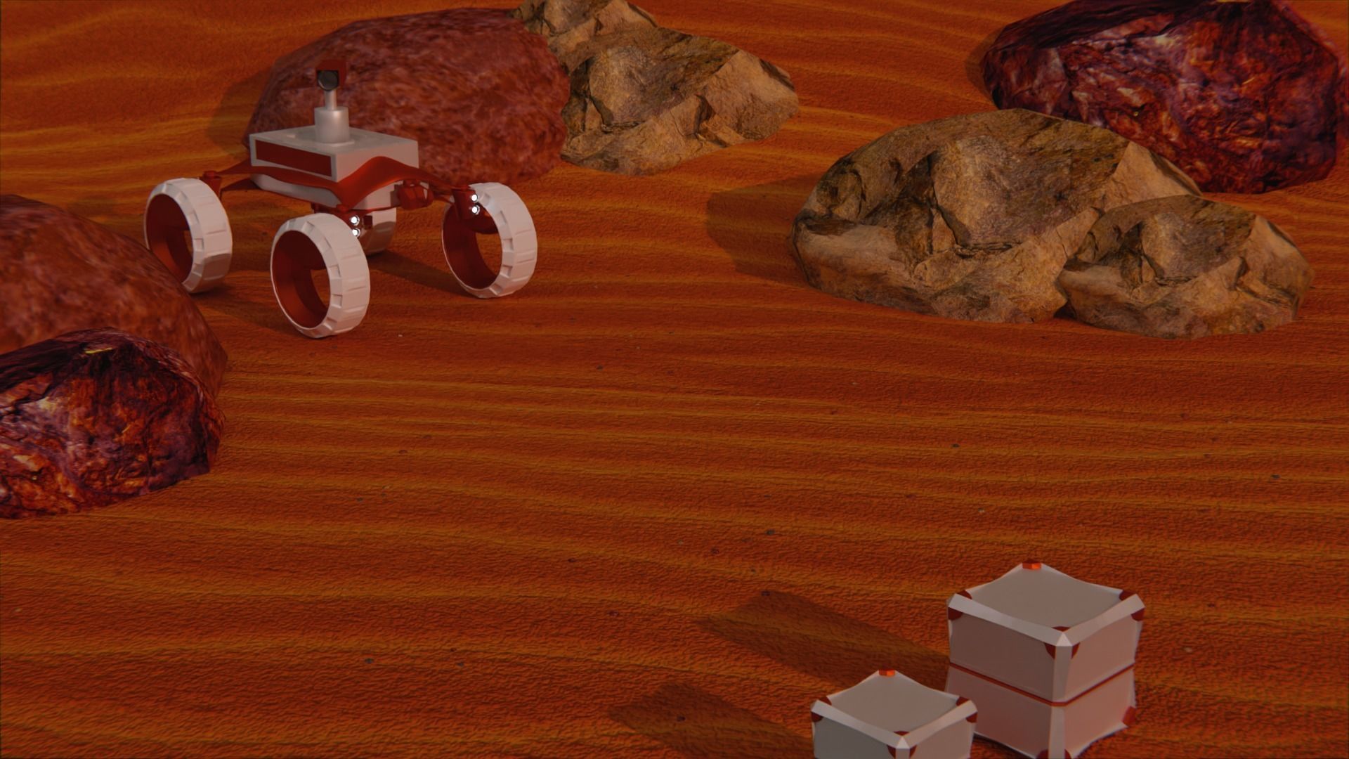 Martian Land rover sci-fi Low-poly 3D model_9