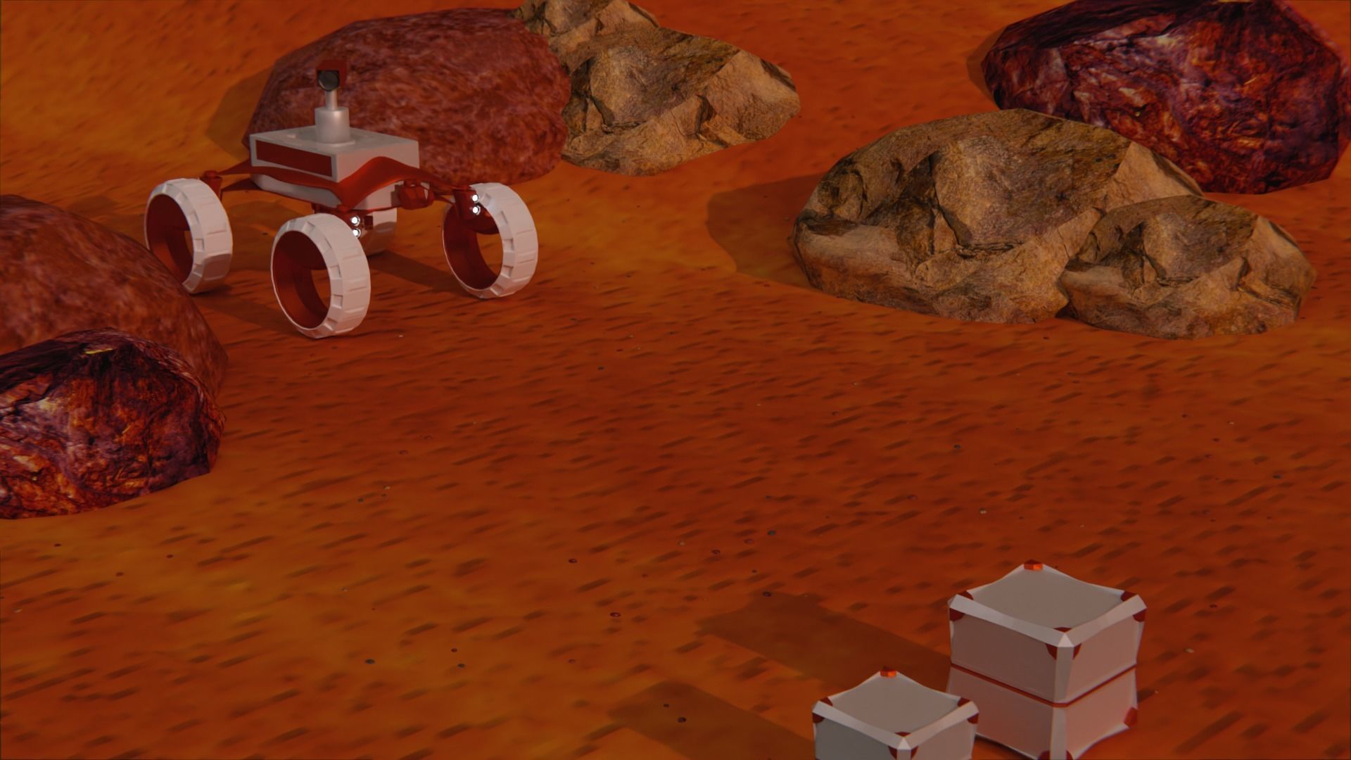 Martian Land rover sci-fi Low-poly 3D model_7