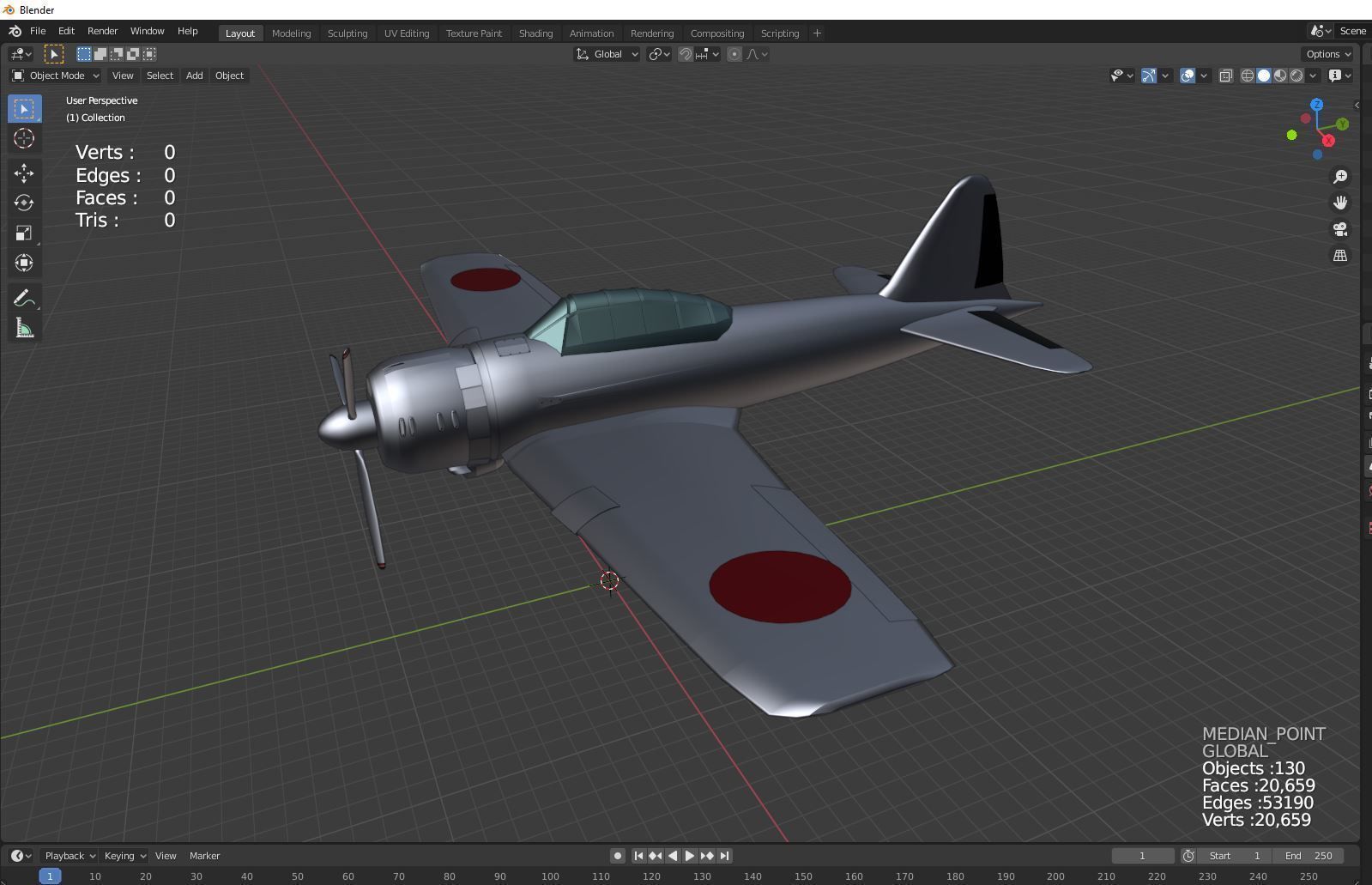 A6M3 32 Mitsubishi Zero fighter plane 3D model_2