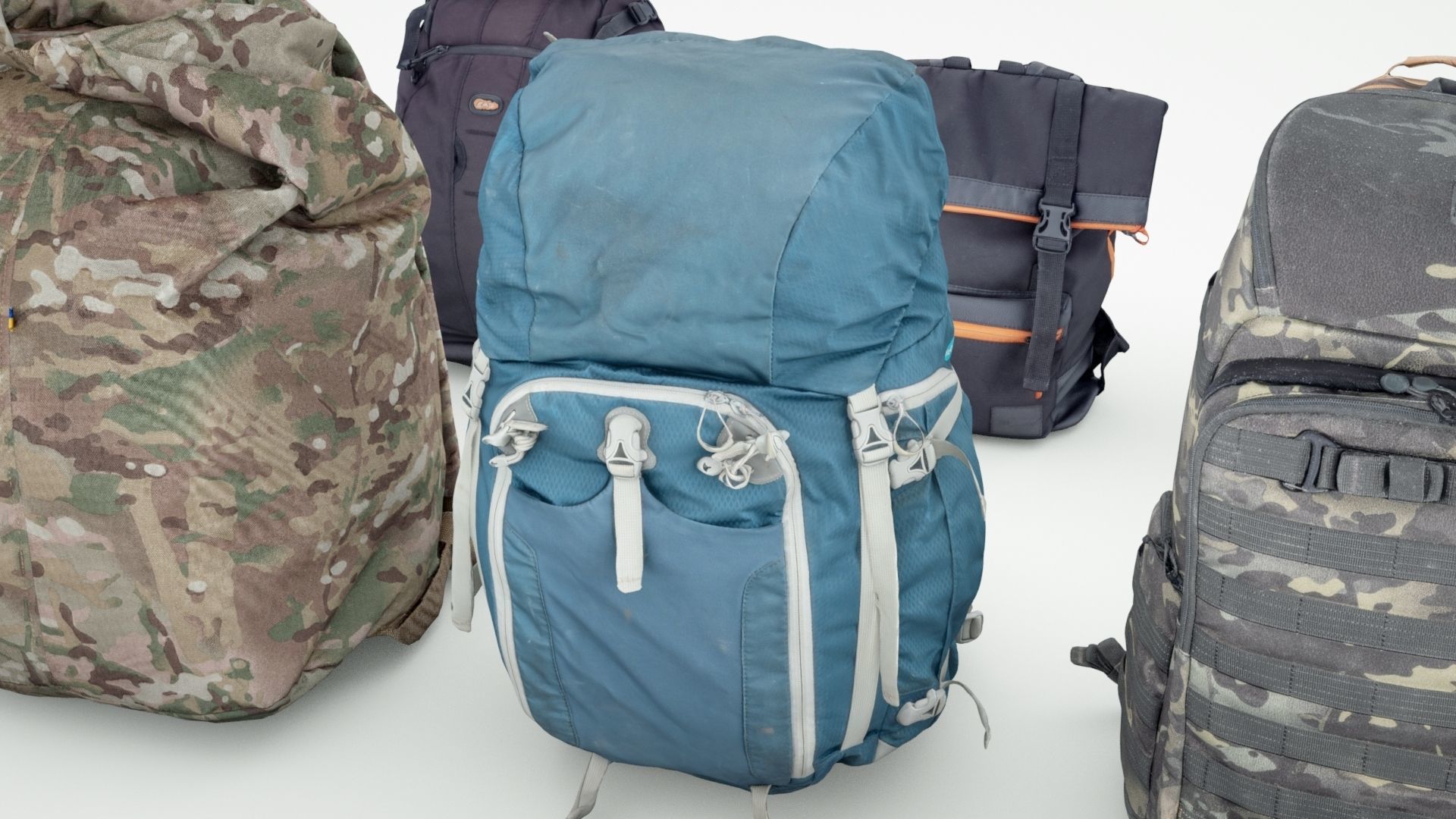 Backpack and bag collection 8 items military urban hiking  3D model_1