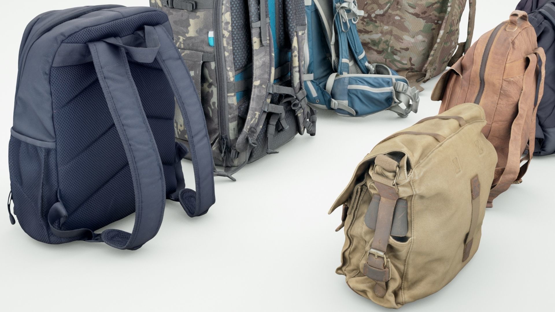 Backpack and bag collection 8 items military urban hiking  3D model_3