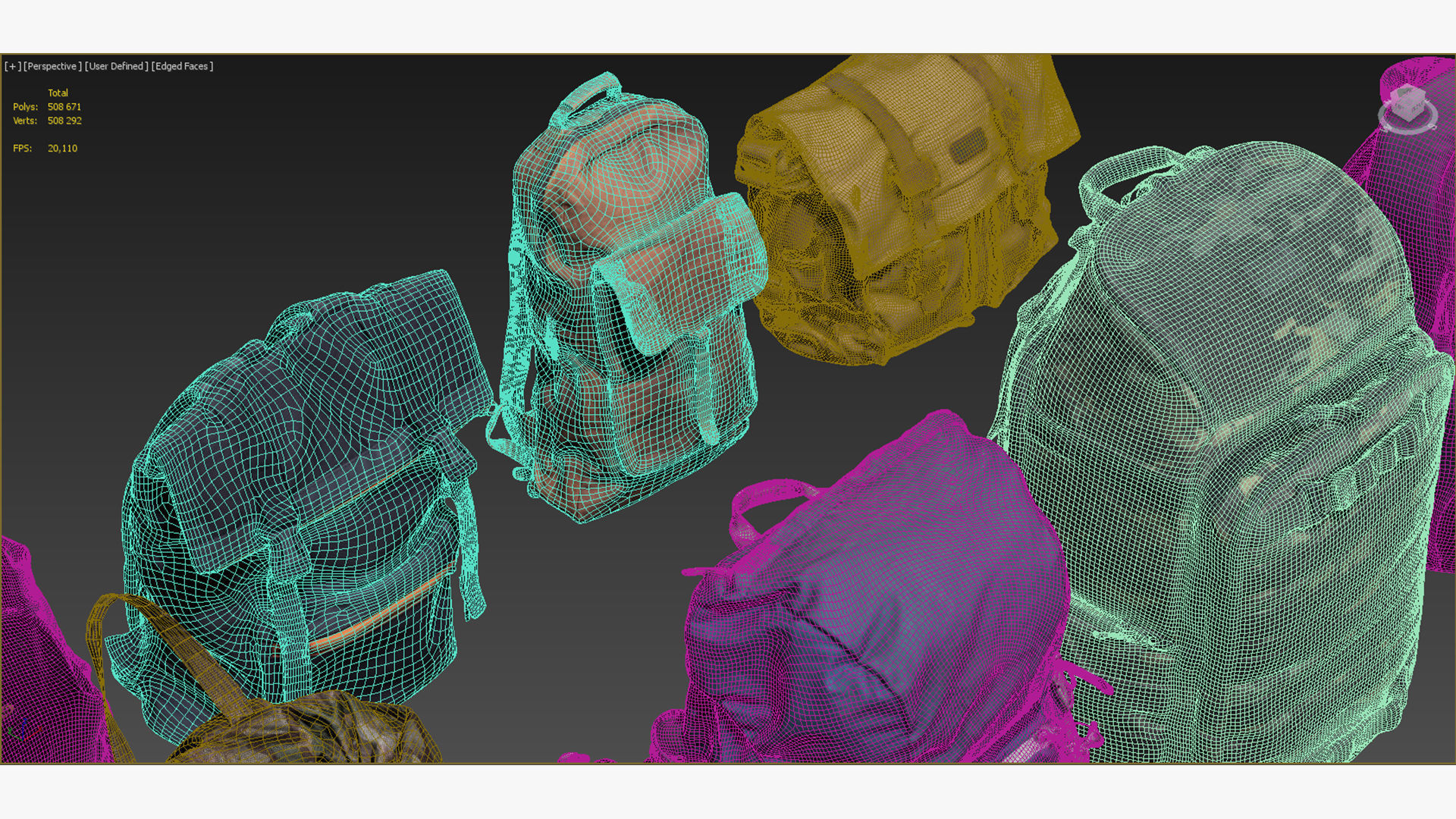 Backpack and bag collection 8 items military urban hiking  3D model_12