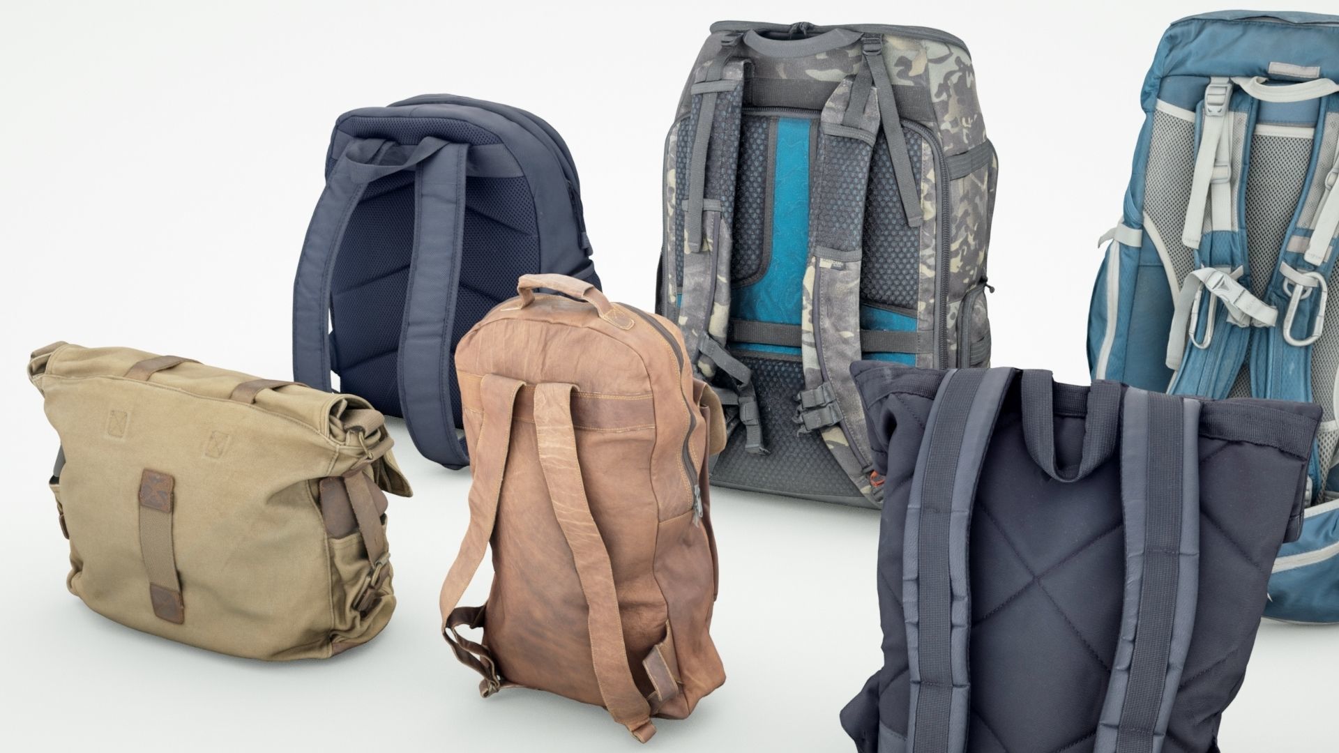 Backpack and bag collection 8 items military urban hiking  3D model_6