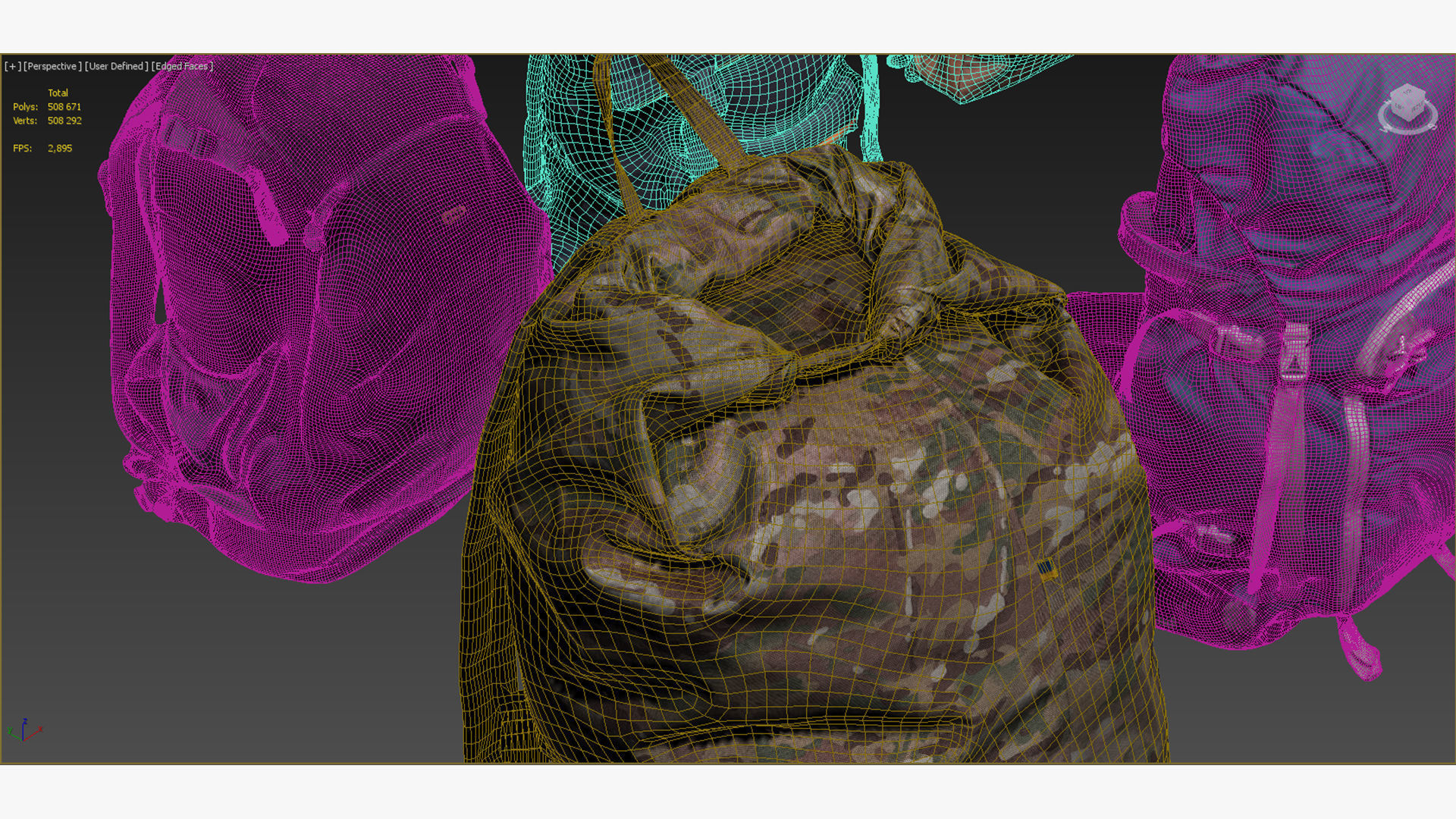 Backpack and bag collection 8 items military urban hiking  3D model_13