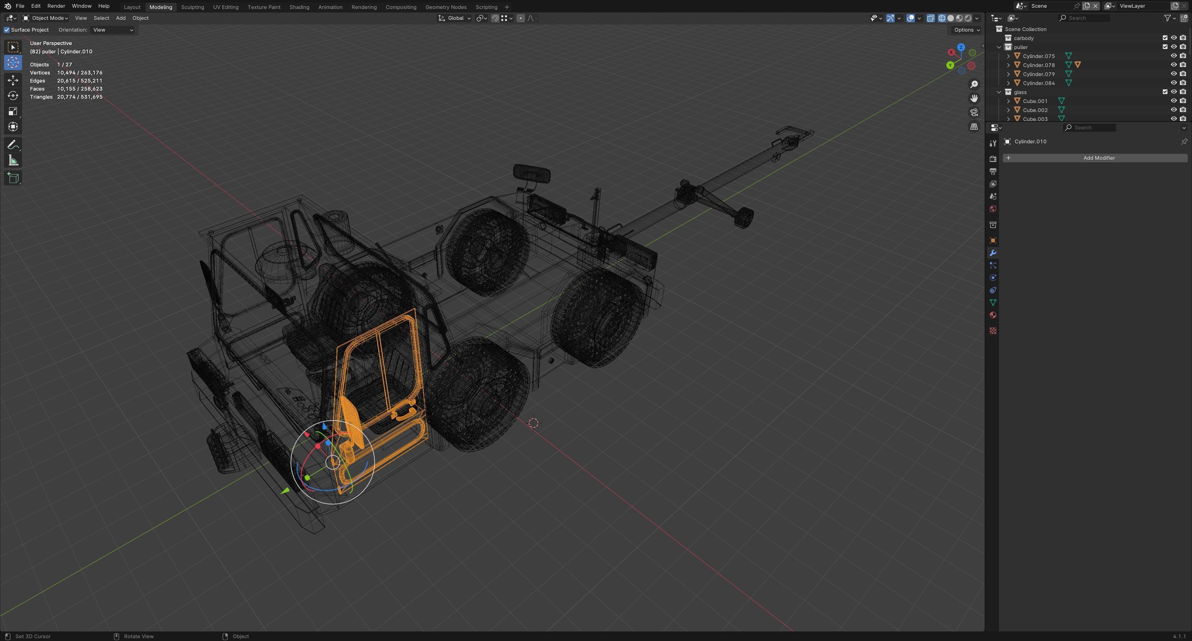 Airport Ground Tractor Low-poly 3D model_15