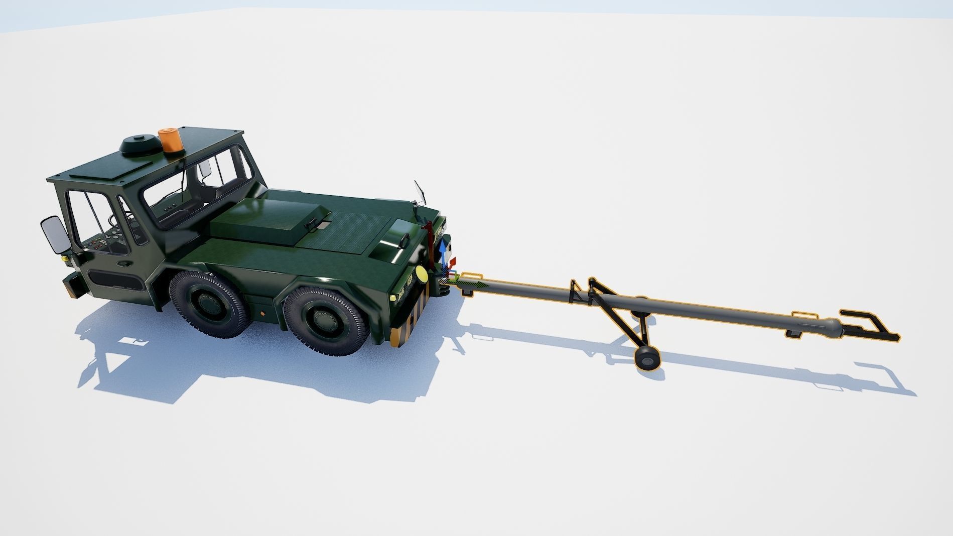 Airport Ground Tractor Low-poly 3D model_12