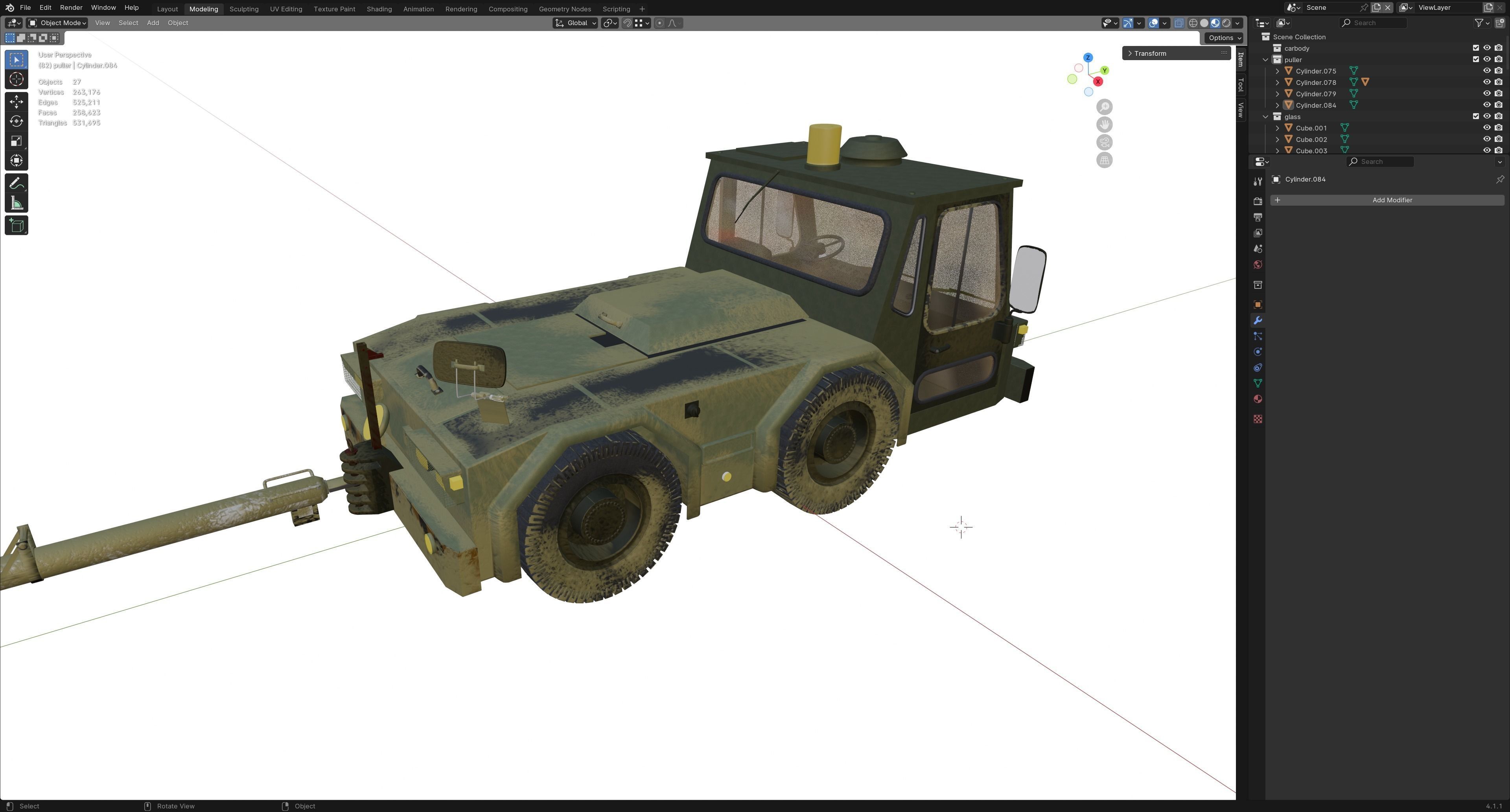 Airport Ground Tractor Low-poly 3D model_16