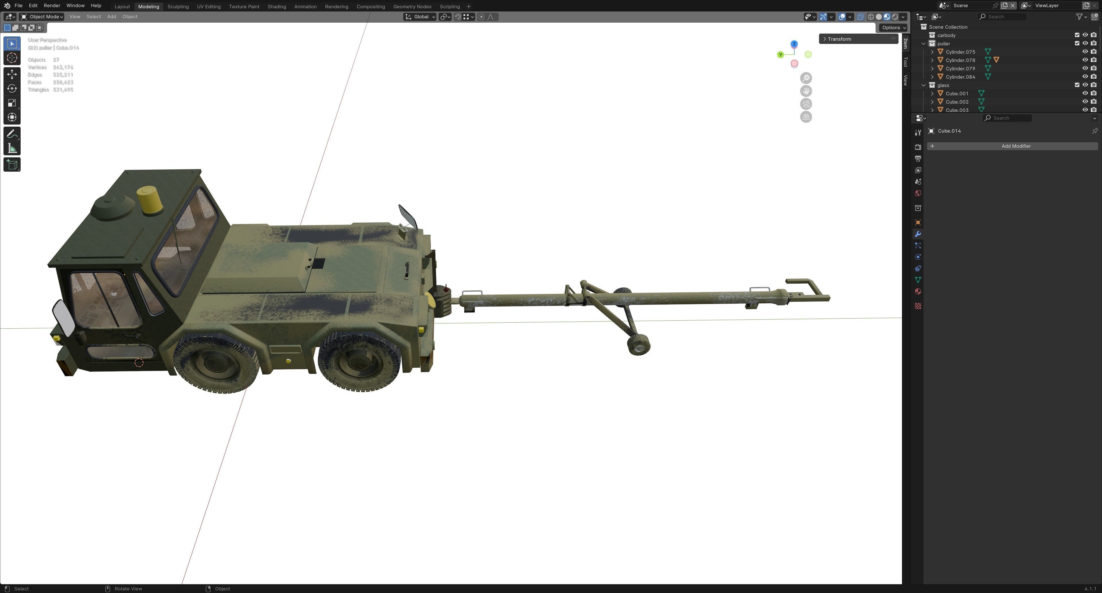 Airport Ground Tractor Low-poly 3D model_19