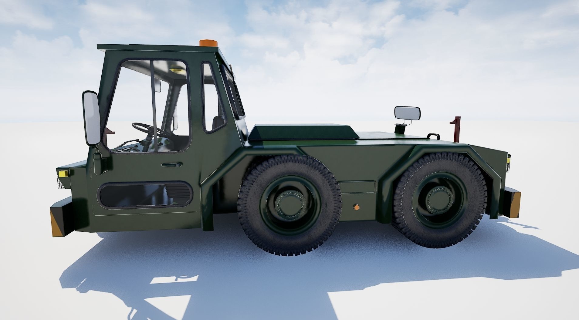 Airport Ground Tractor Low-poly 3D model_3