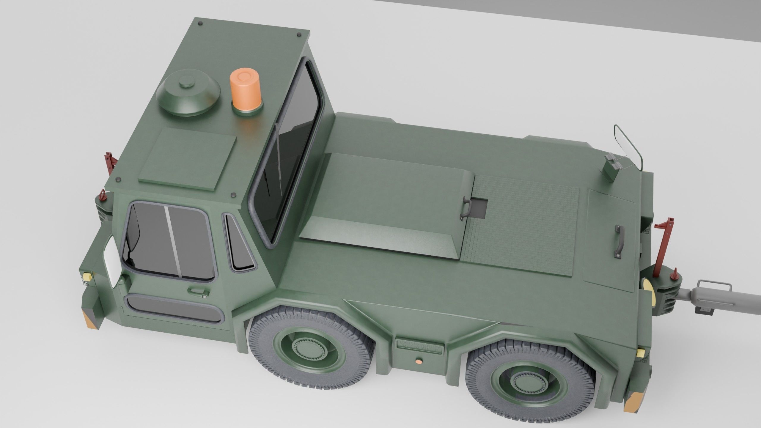 Airport Ground Tractor Low-poly 3D model_2