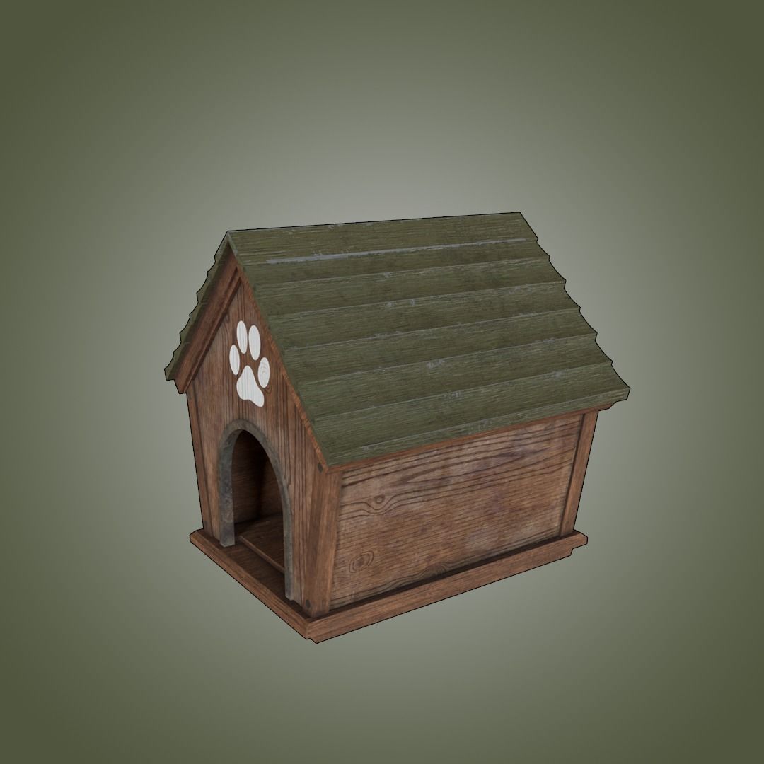 Outdoor Wooden Dog House 3D model_2