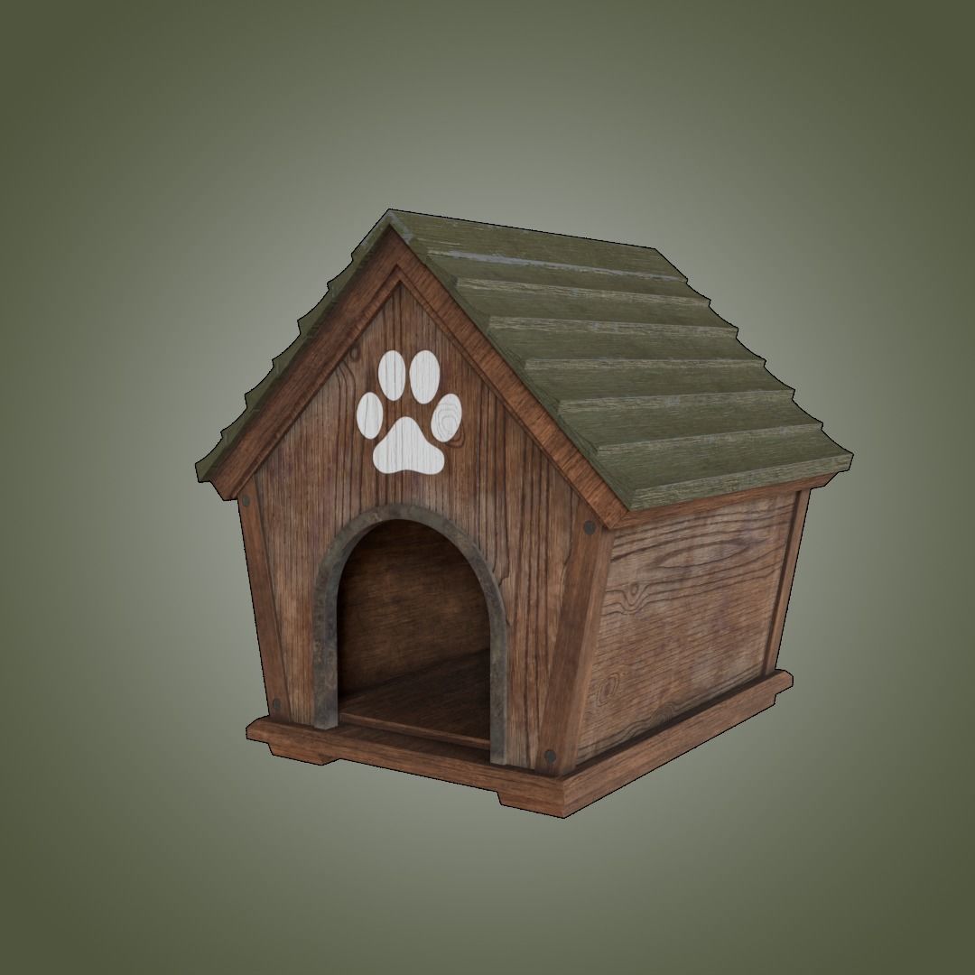 Outdoor Wooden Dog House 3D model_1