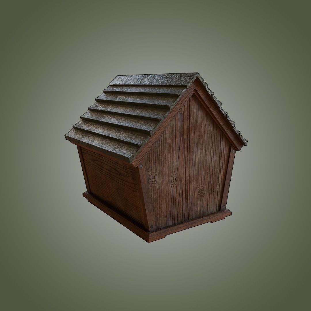 Outdoor Wooden Dog House 3D model_3