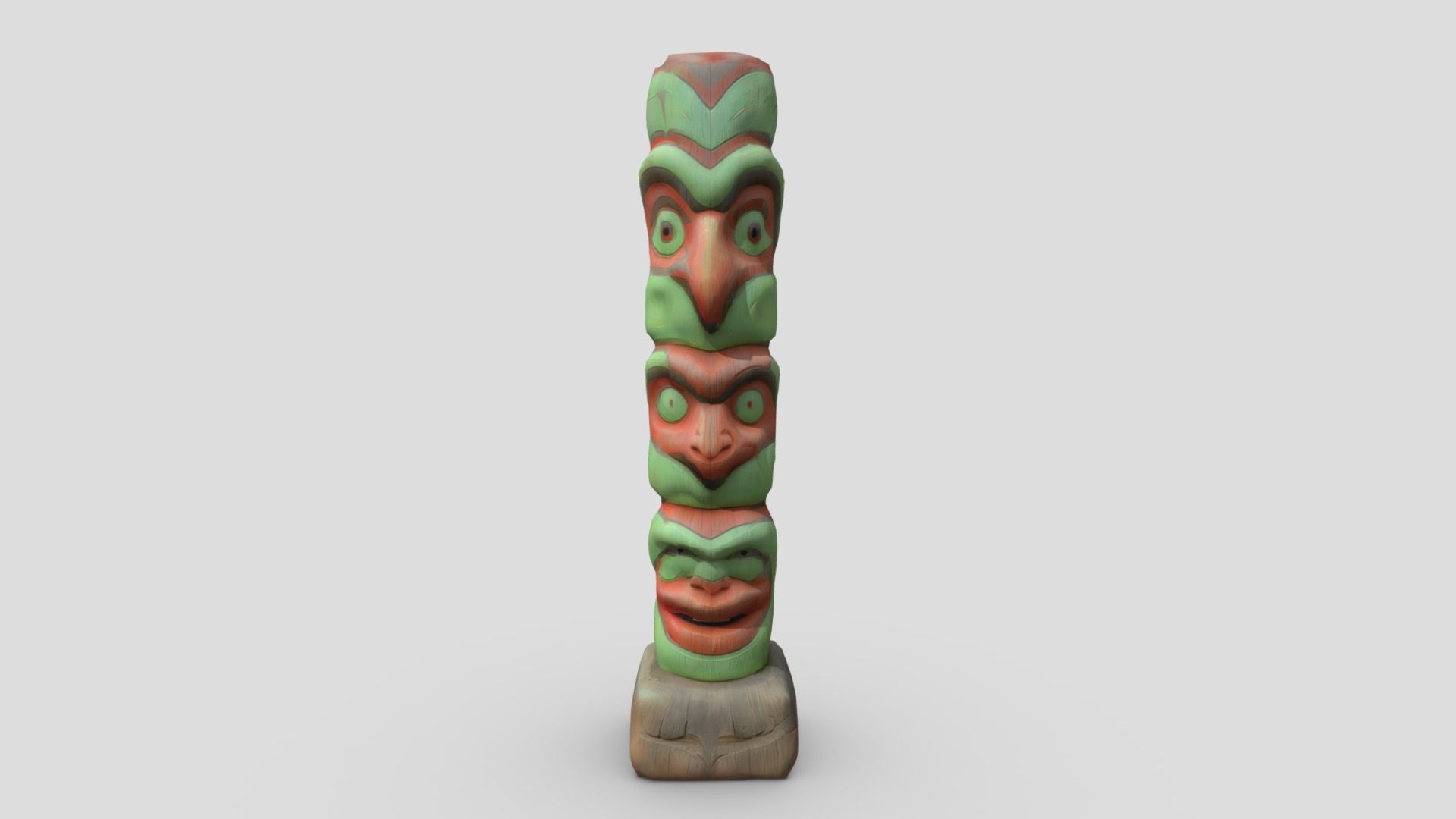 Totem Pole Low-poly 3D model_3