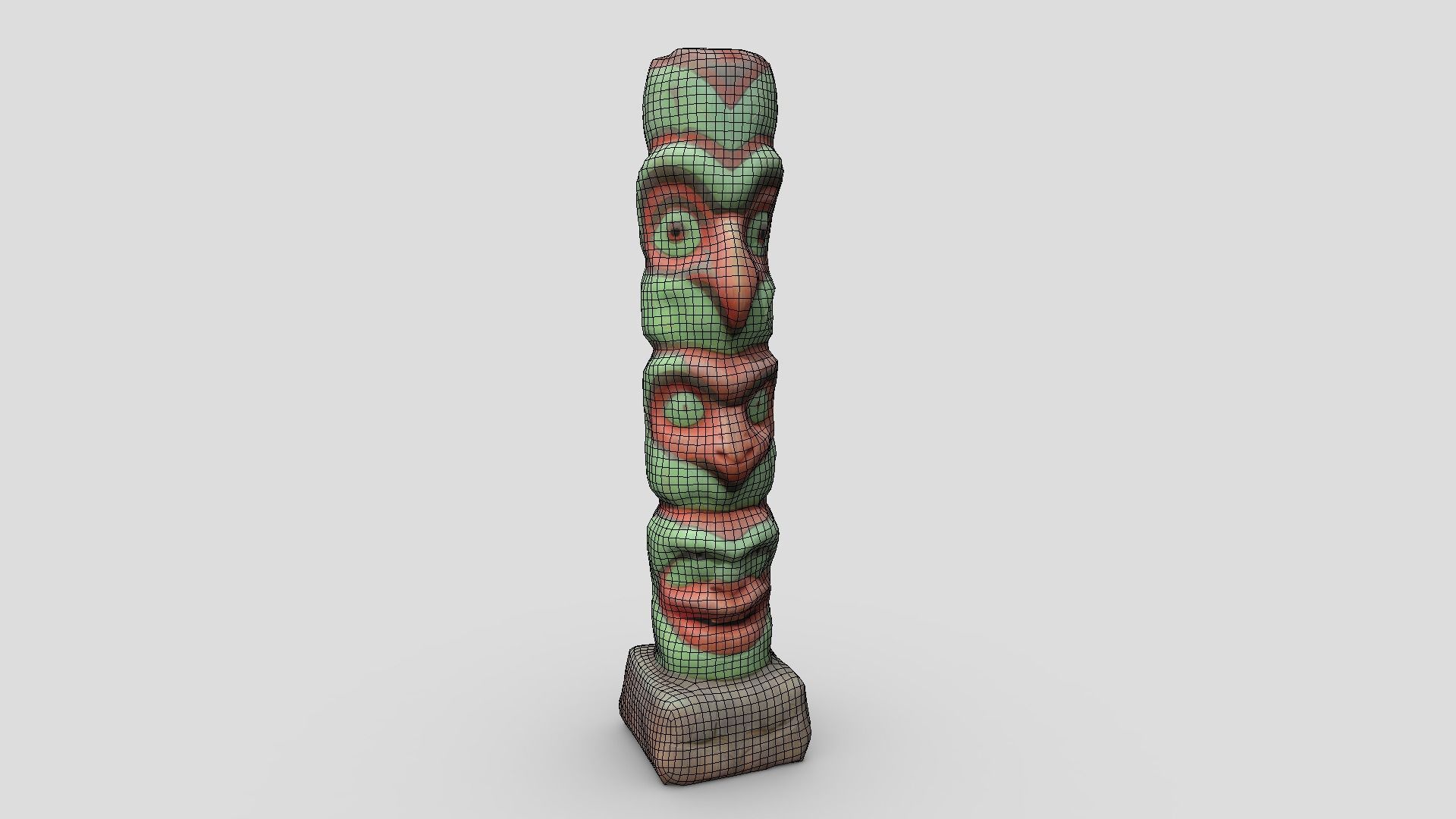 Totem Pole Low-poly 3D model_2