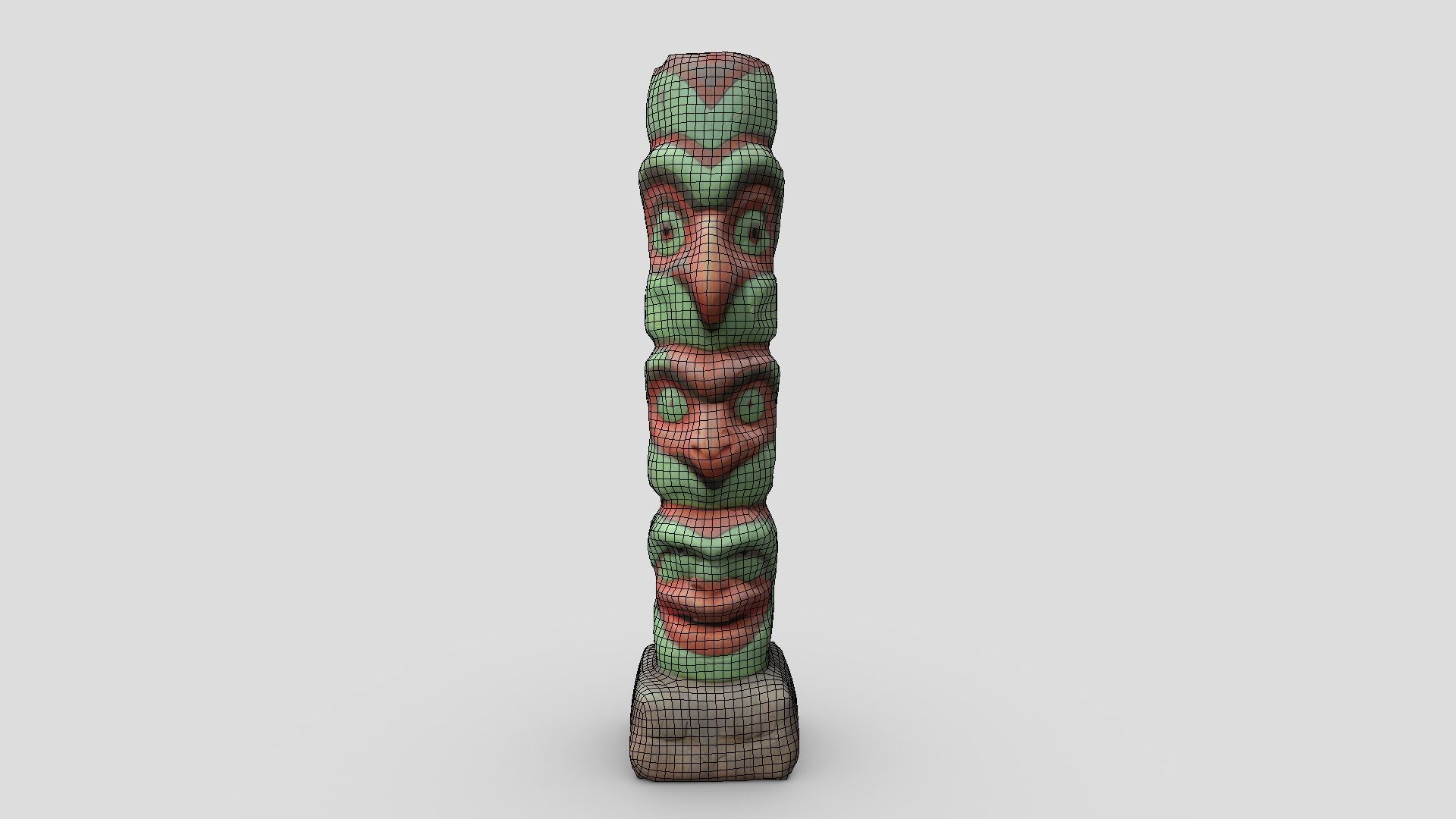 Totem Pole Low-poly 3D model_4