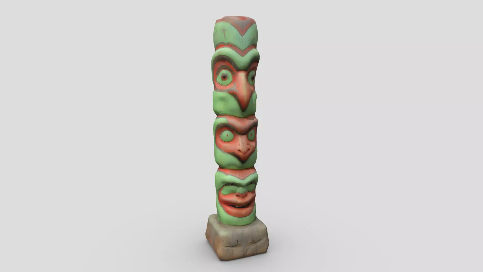 Totem Pole Low-poly 3D model_0