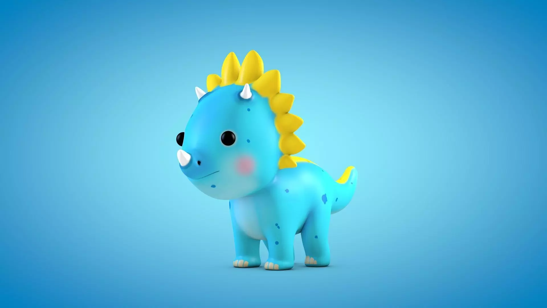 Cartoon Triceratops Dinosaur Low-poly 3D model