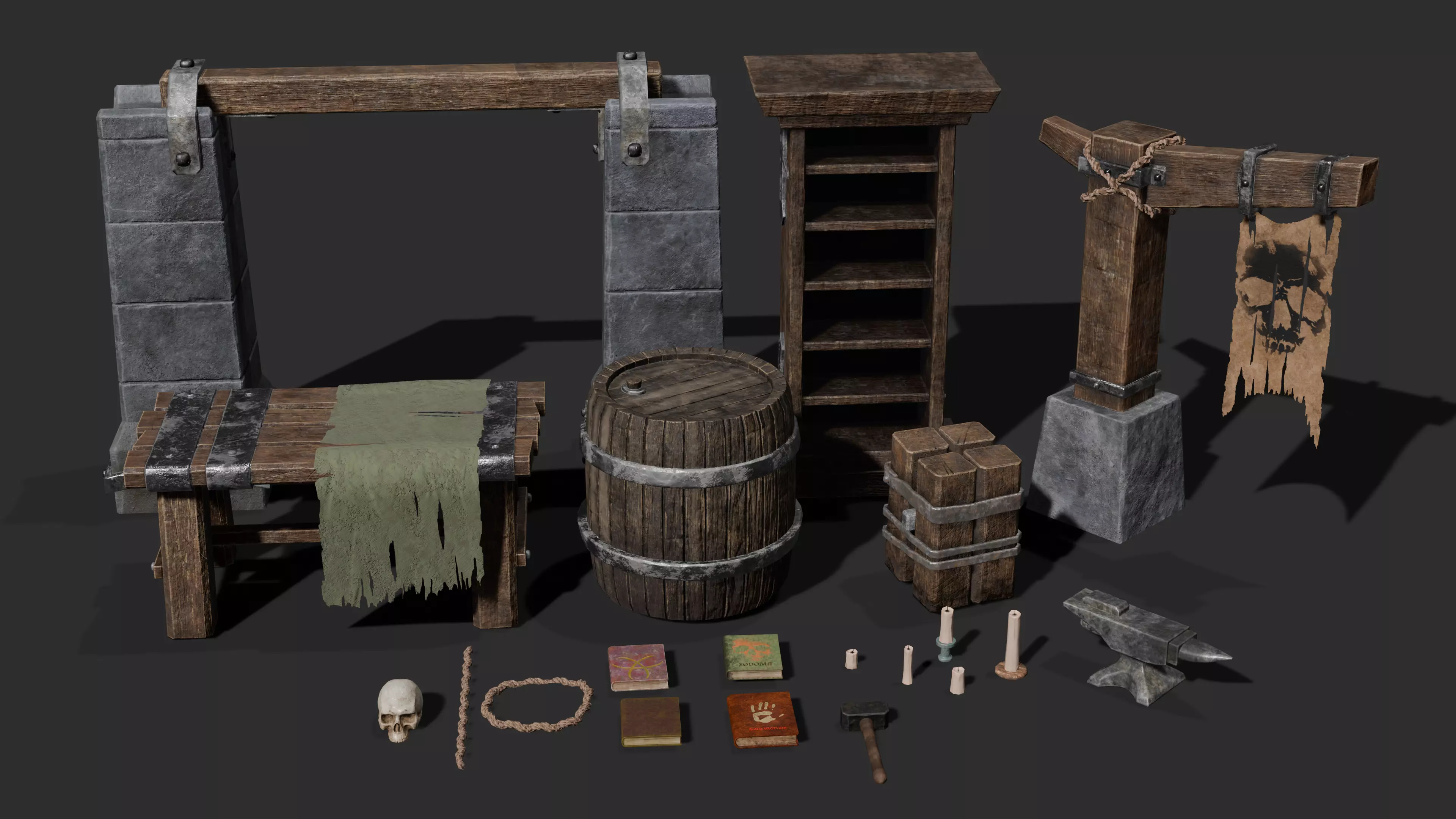 Medieval Props Pack Low-poly 3D model_0