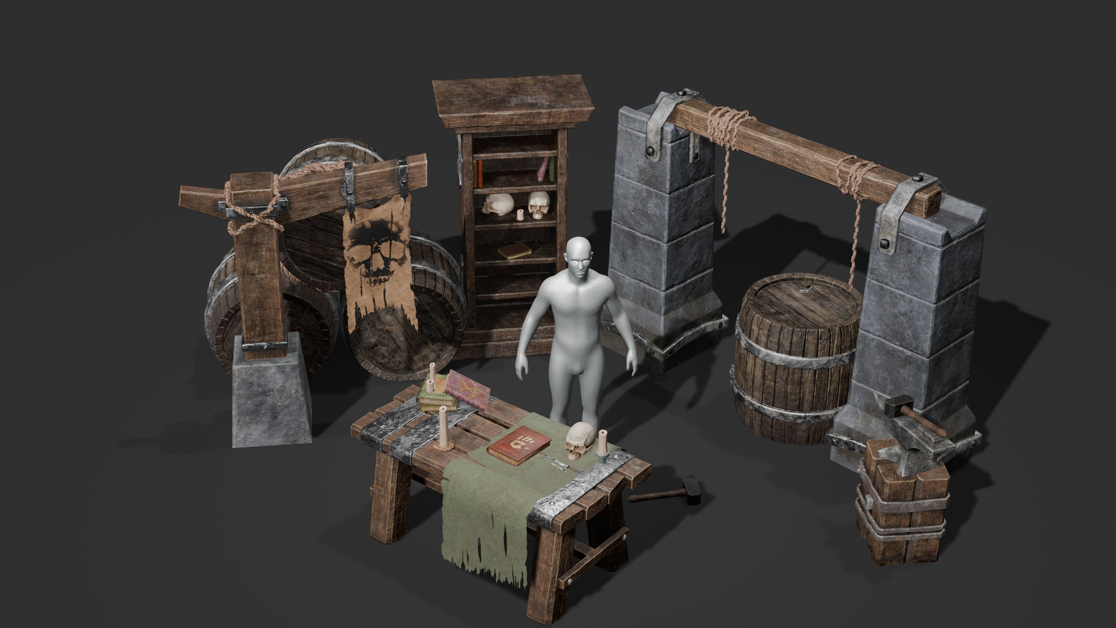 Medieval Props Pack Low-poly 3D model_2