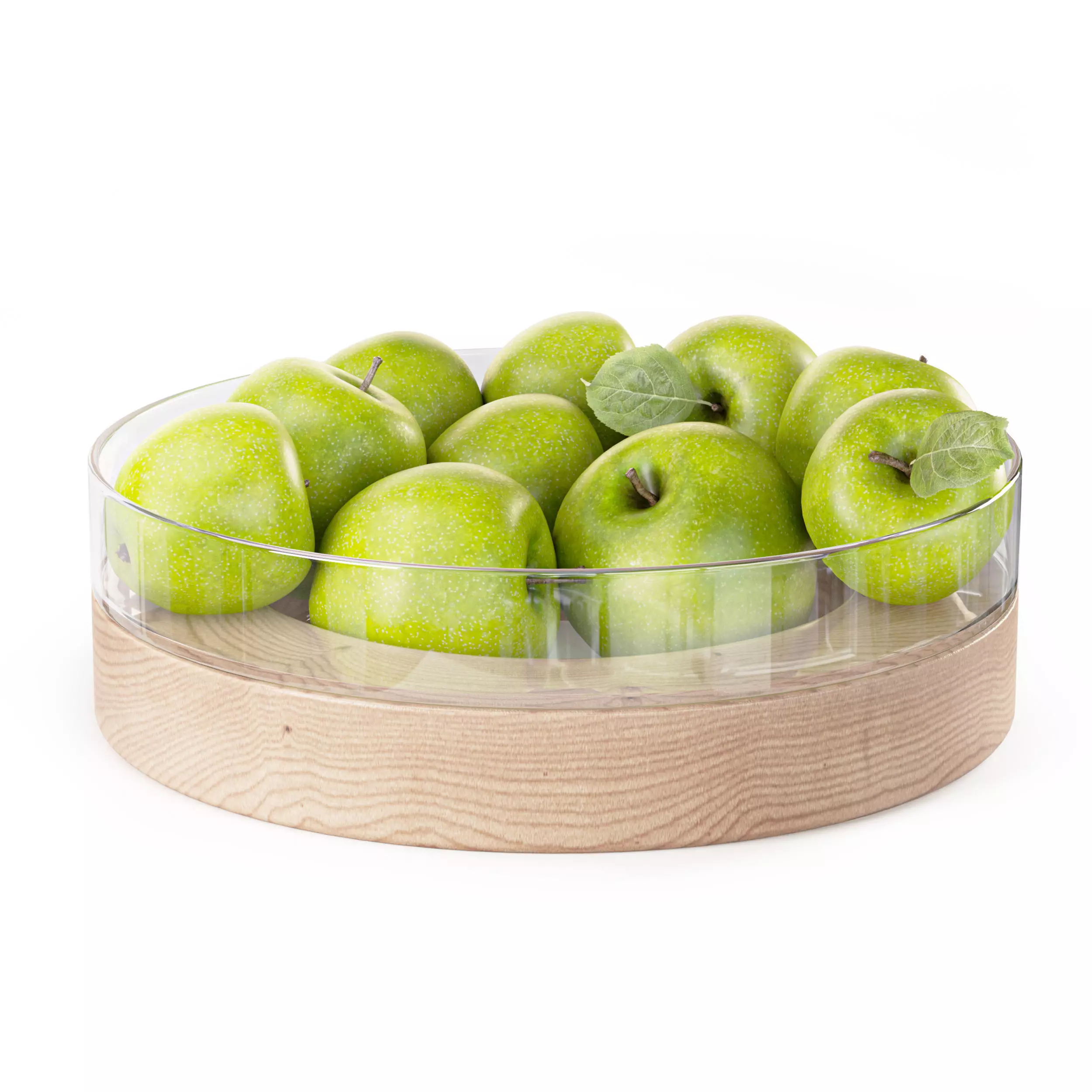 Serving dish on a stand LSA International with green apples 3D model