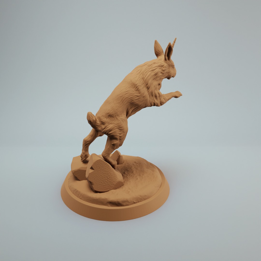 Almiraj Bunnycorn jumping dnd mini pre supported 3D print model_2
