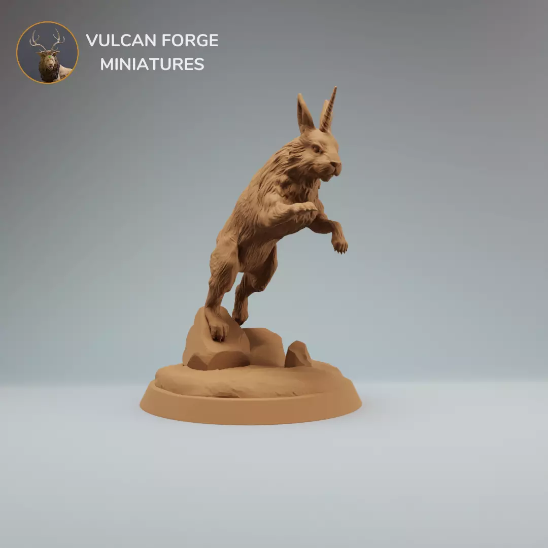 Almiraj Bunnycorn jumping dnd mini pre supported 3D print model_0