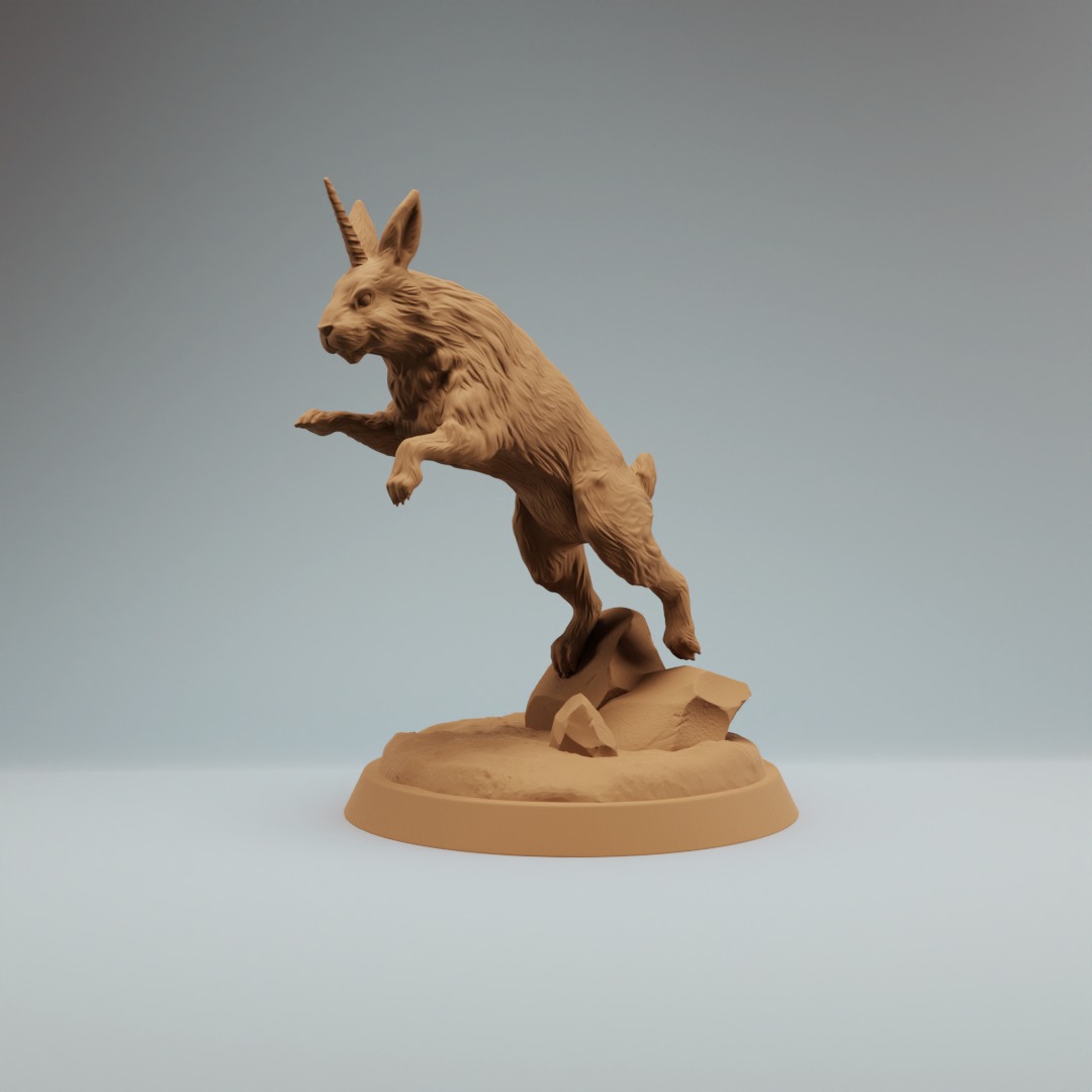 Almiraj Bunnycorn jumping dnd mini pre supported 3D print model_1