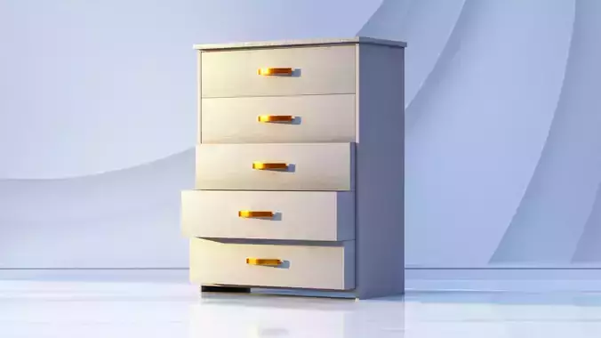 Realistic Wooden Dresser - 5 Drawer Cabinet Furniture