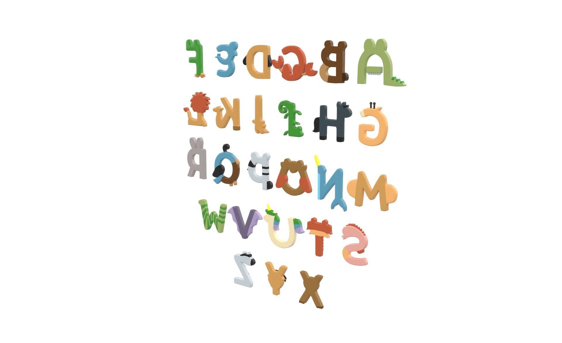 Cartoon Animal Alphabet v011 Low-poly 3D model_13