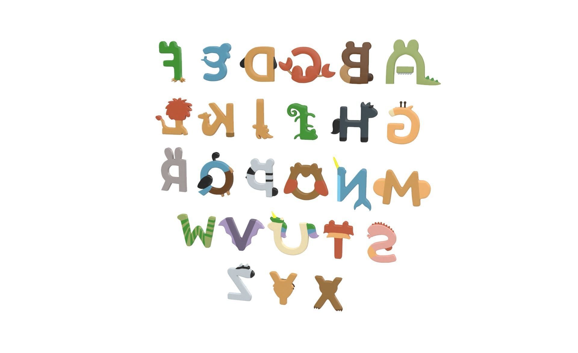 Cartoon Animal Alphabet v011 Low-poly 3D model_12