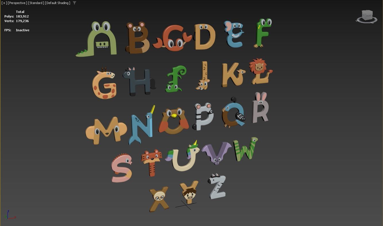 Cartoon Animal Alphabet v011 Low-poly 3D model_6