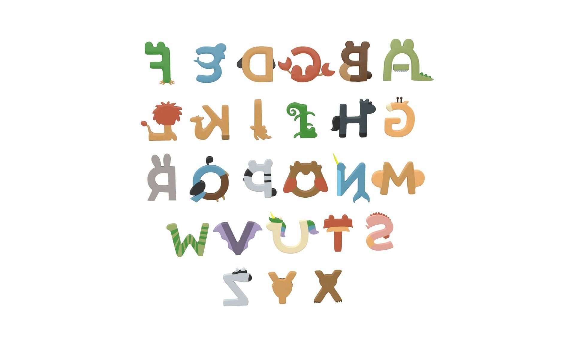Cartoon Animal Alphabet v011 Low-poly 3D model_11