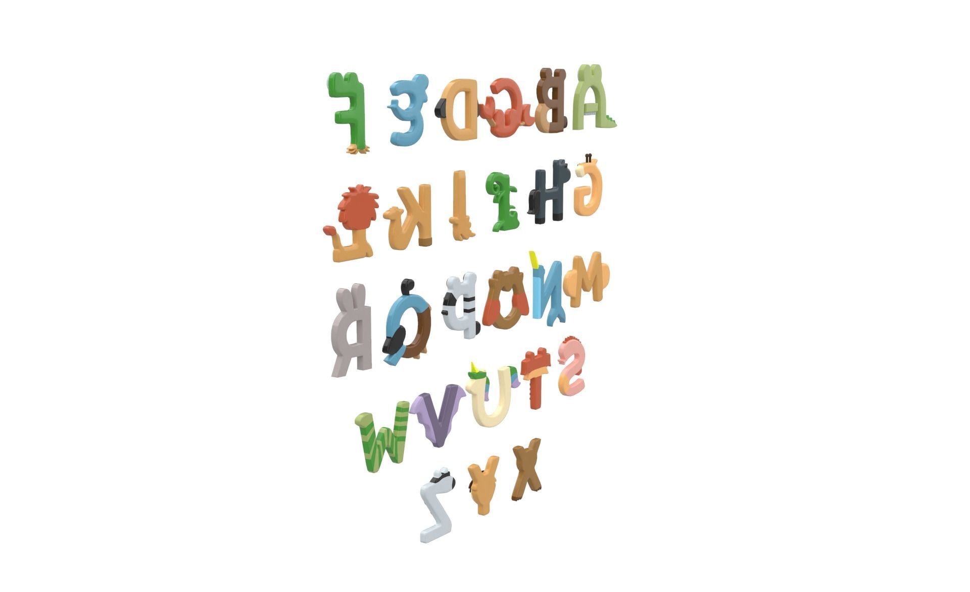 Cartoon Animal Alphabet v011 Low-poly 3D model_9